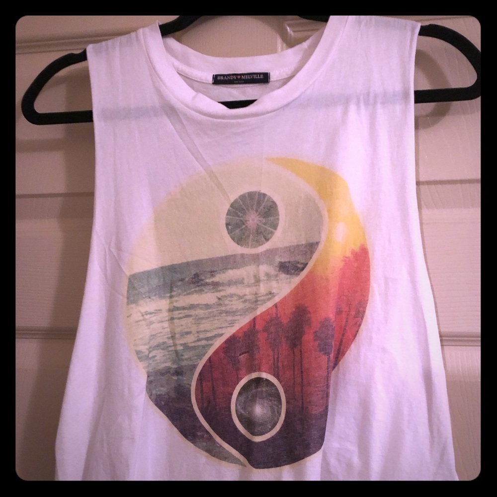 Brandy Melville Yin and Yang Crop Muscle Tee